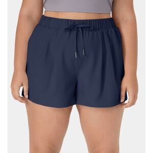 NWT Halara Women’s High-Rise Elastic Waist Yoga Shorts NAVY XL 3”